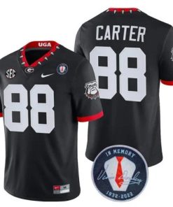 Georgia Bulldogs Jalen Carter #88 Jersey Honoring Vince Dooley Patch Black