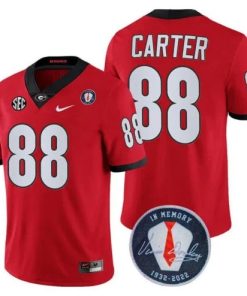 Georgia Bulldogs Jalen Carter #88 Jersey Honoring Vince Dooley Patch Red