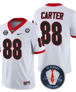 Georgia Bulldogs Jalen Carter #88 Jersey Honoring Vince Dooley Patch White