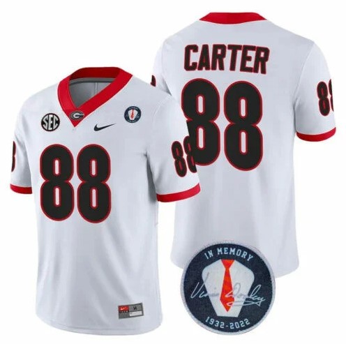 Georgia Bulldogs Jalen Carter #88 Jersey Honoring Vince Dooley Patch White
