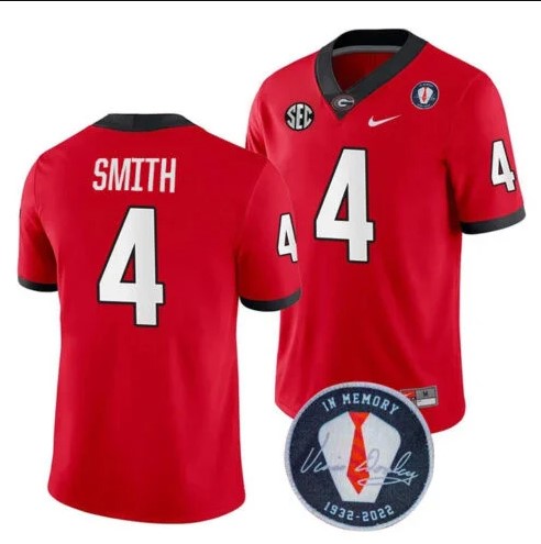 Georgia Bulldogs Nolan Smith #4 Jersey Honoring Vince Dooley Patch Red