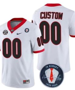 Georgia Bulldogs Players Jersey Honoring Vince Dooley Patch Custom White