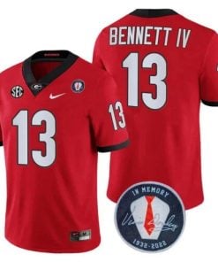 Georgia Bulldogs Stetson Bennett #13 Jersey Honoring Vince Dooley Patch Red