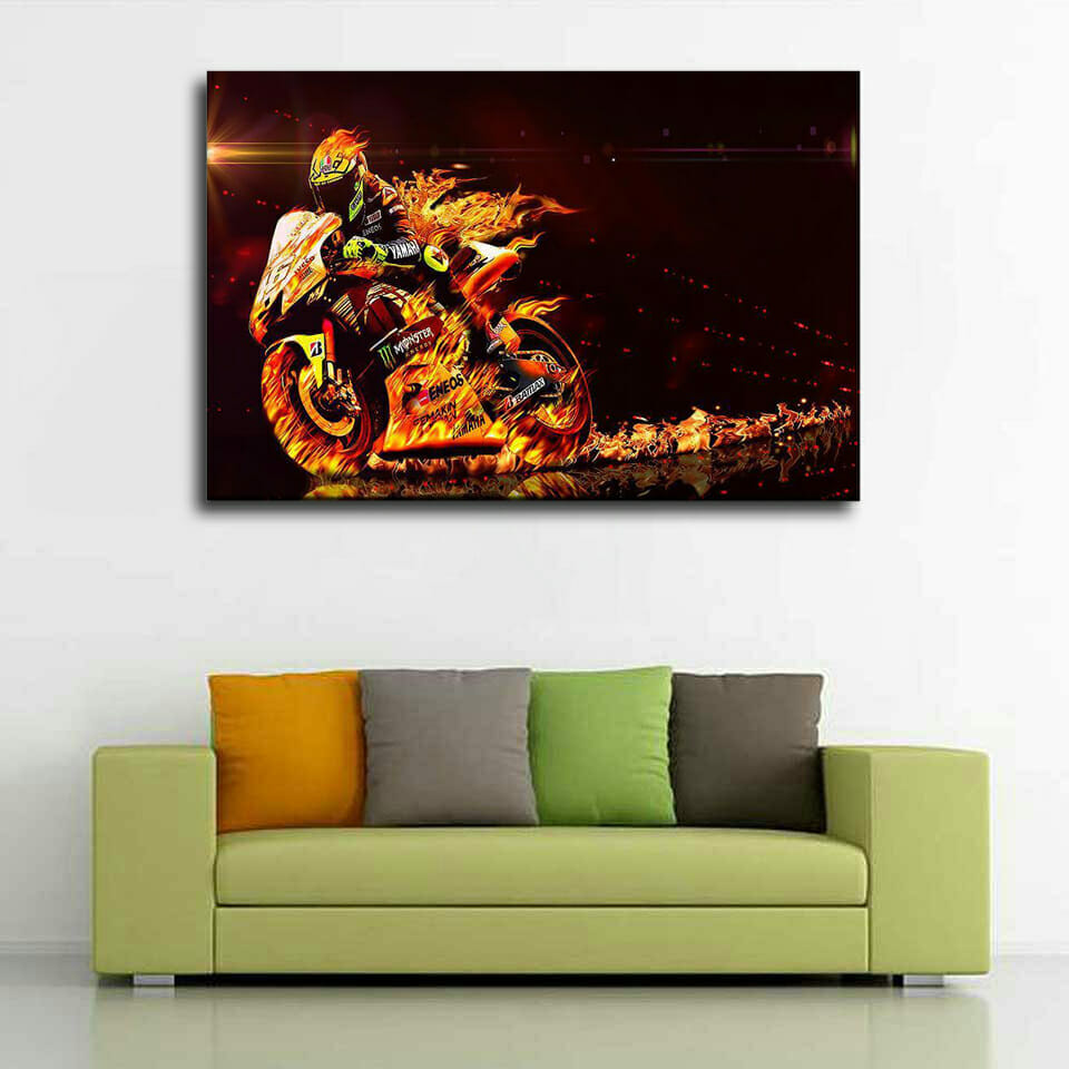 Fiery Motorbike Multi Panel Canvas Wall Art - Image 4