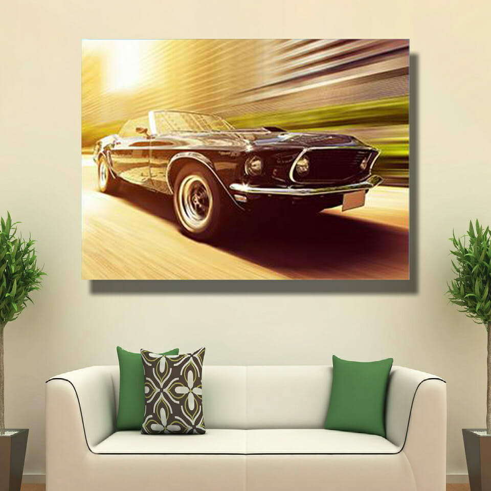 Vintage Car In Blur Motion Multi Panel Canvas Wall Art - Image 4
