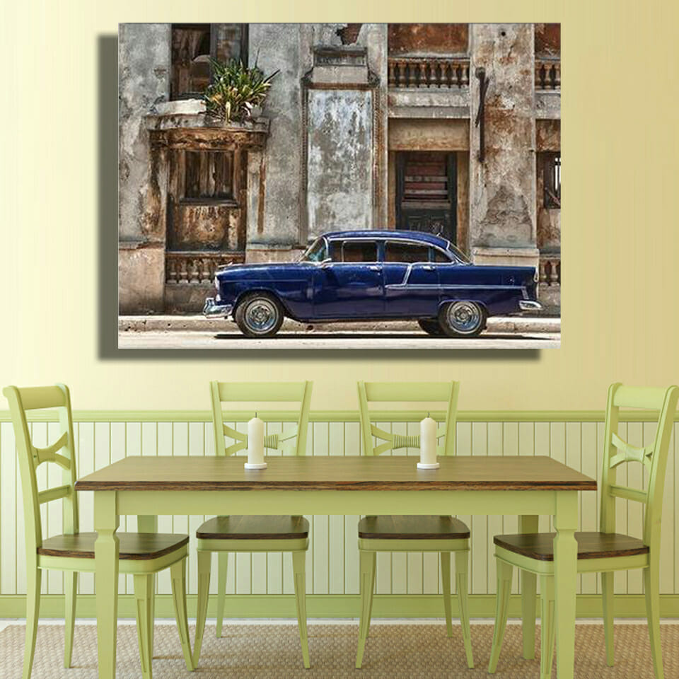 Vintage Car In Havana Multi Panel Canvas Wall Art - Image 4