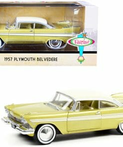 1957 Plymouth Belvedere Desert Gold Metallic with Sand Dune White Top Tulsa (Oklahoma) "Tulsarama" Underground Vault (1957) 1/24 Diecast Model Car by Greenlight
