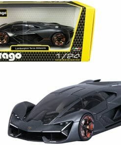 Lamborghini Terzo Millennio Dark Gray Metallic with Black Top and Carbon Accents 1/24 Diecast Model Car by Bburago