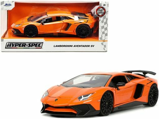 Lamborghini Aventador SV Orange Metallic "Hyper-Spec" Series 1/24 Diecast Model Car by Jada