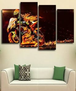 Alternative view of Fiery Motorbike Multi Panel Canvas Wall Art