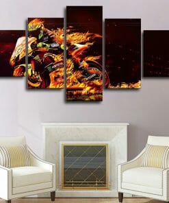Fiery Motorbike Multi Panel Canvas Wall Art