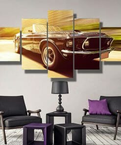 Vintage Car In Blur Motion Multi Panel Canvas Wall Art