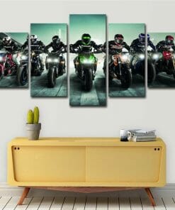 Alternative view of Colourful Heavy Motorcycle Racer - 5 Panel Canvas Art Set