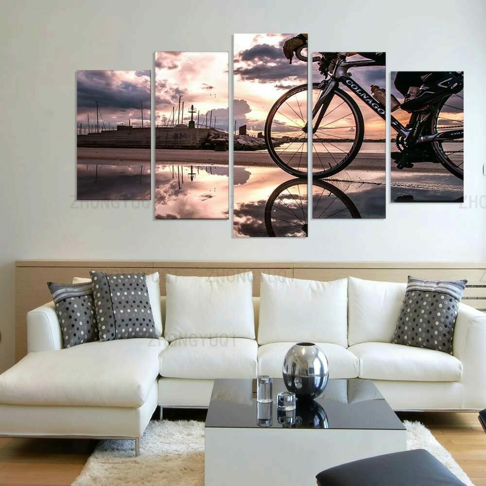 Bicycle Sunshine Cycling - 5 Panel Canvas Art Set