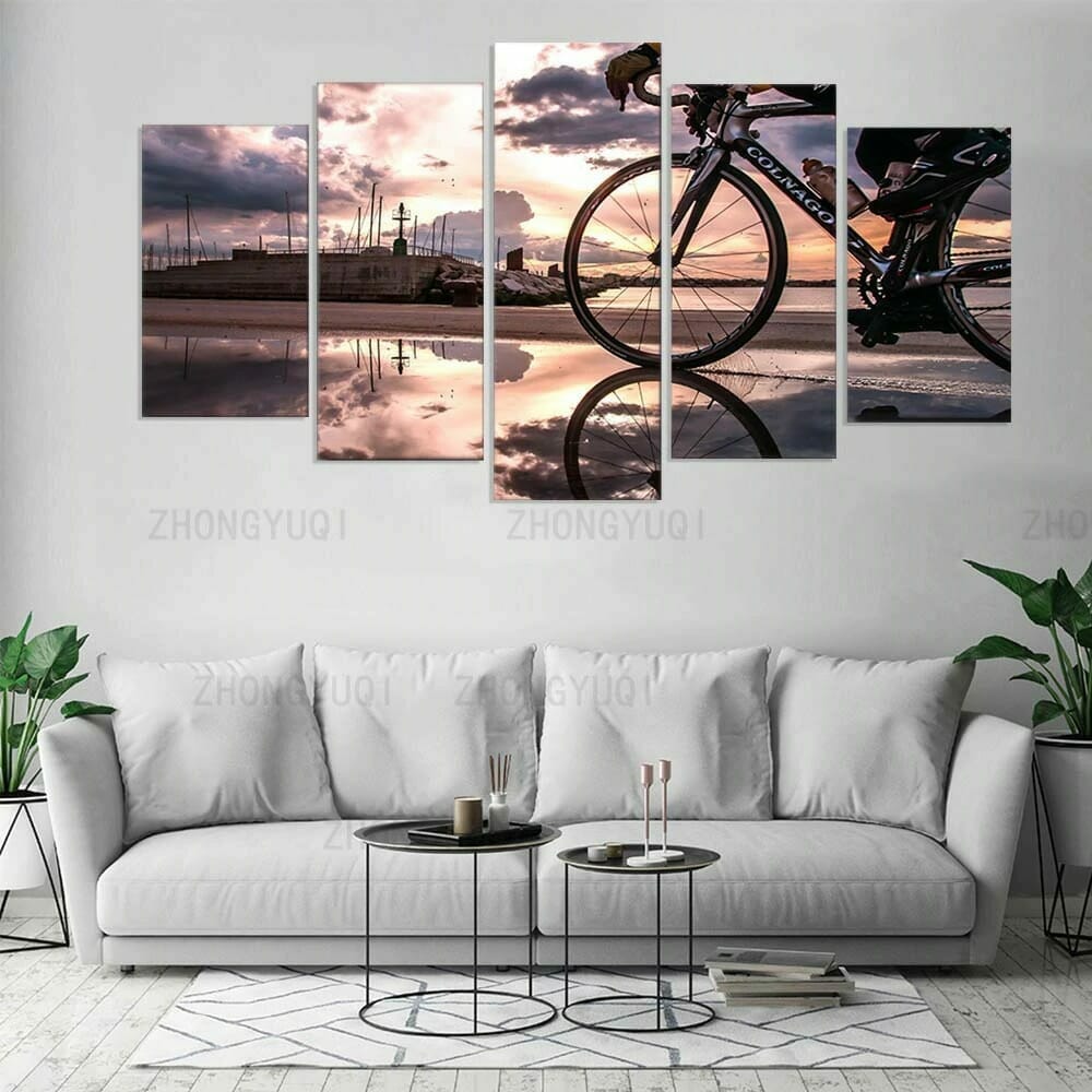 Bicycle Sunshine Cycling - 5 Panel Canvas Art Set - Image 3