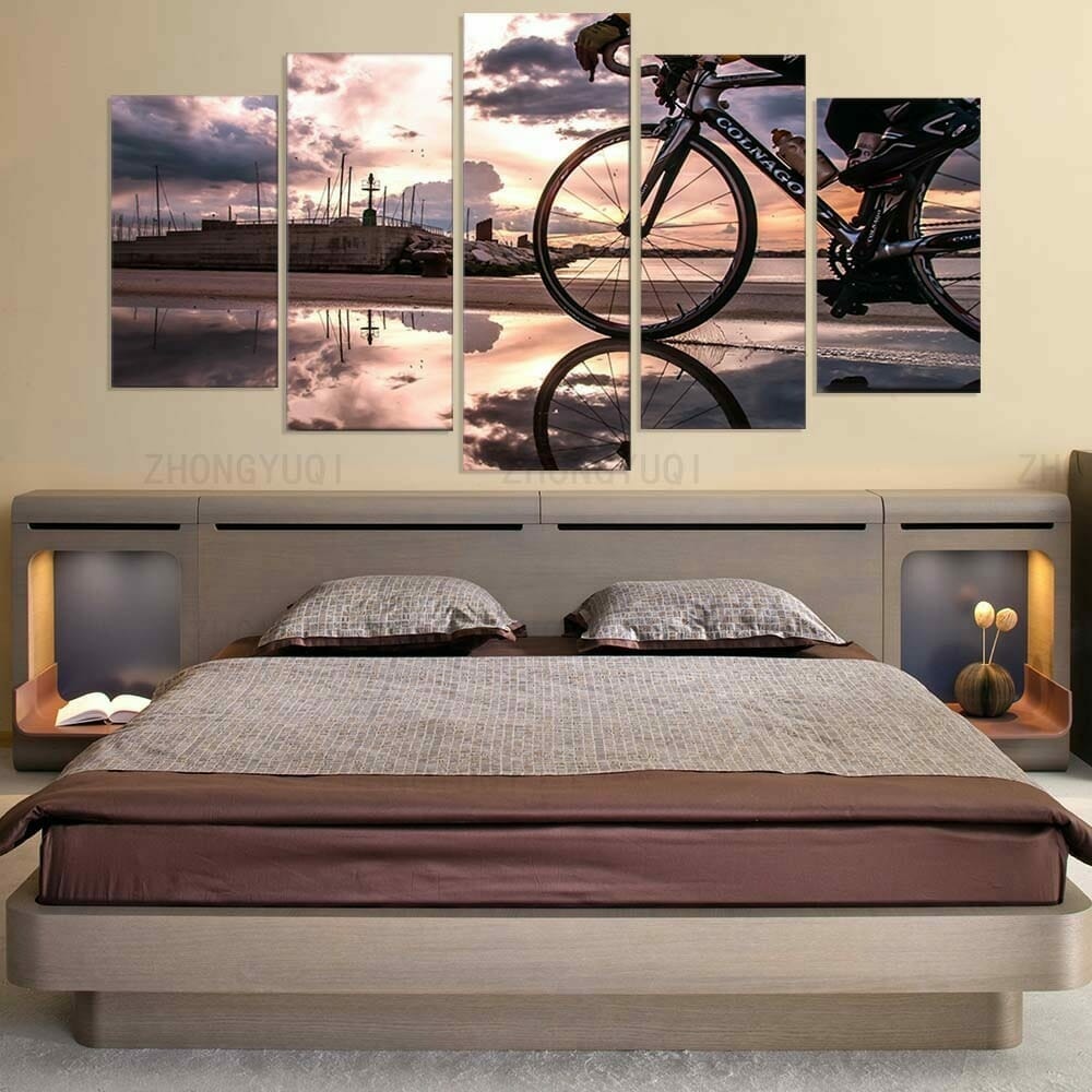 Bicycle Sunshine Cycling - 5 Panel Canvas Art Set - Image 2