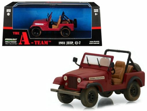 1981 Jeep CJ-7 "Animal Preserve" Red "The A-Team" (1983-1987) TV Series 1/43 Diecast Model Car  by Greenlight