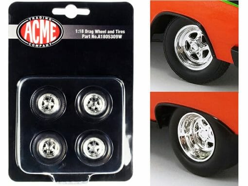 "Drag Outlaws" Drag Wheel & Tire Set from "1965 Chevrolet Chevelle SS Drag Outlaws" 1/18 by ACME