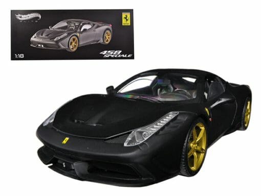 Ferrari 458 Speciale Elite Edition Matt Black 1/18 Diecast Car Model by Hotwheels