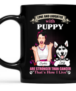 Love And Laughter Are Stronger Than Cancer Breast Cancer Awareness Mug