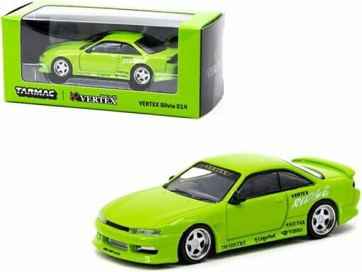Vertex Silvia S14 Ridge RHD (Right Hand Drive) Light Green 1/64 Diecast Model Car by Tarmac Works