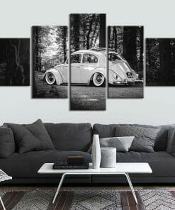 Vintage Black Retro Car - 5 Panel Canvas Art Set