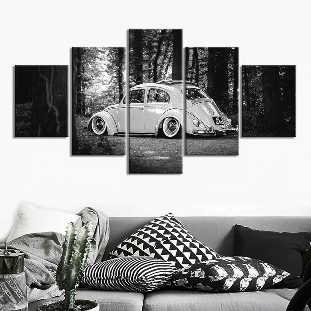 Vintage Black Retro Car - 5 Panel Canvas Art Set - Image 2
