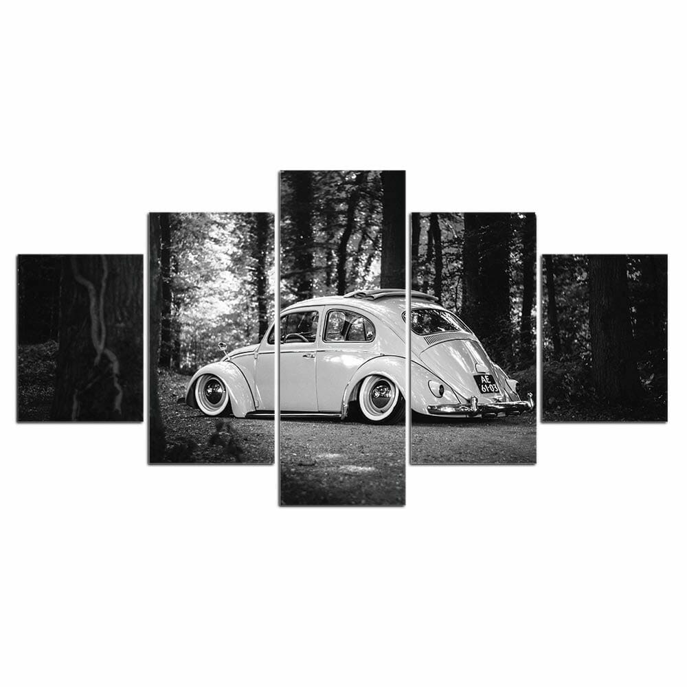 Vintage Black Retro Car - 5 Panel Canvas Art Set - Image 3