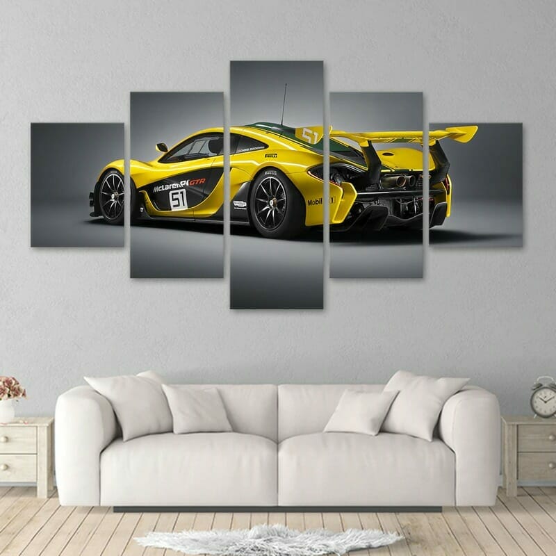 Yellow Luxury Sports Car - 5 Panel Canvas Art Set