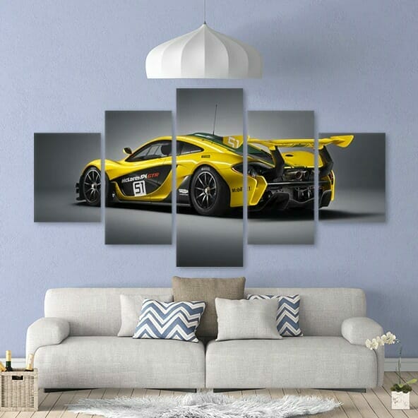 Yellow Luxury Sports Car - 5 Panel Canvas Art Set - Image 2
