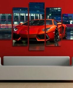 Red Luxury Sports Car - 5 Panel Canvas Art Set