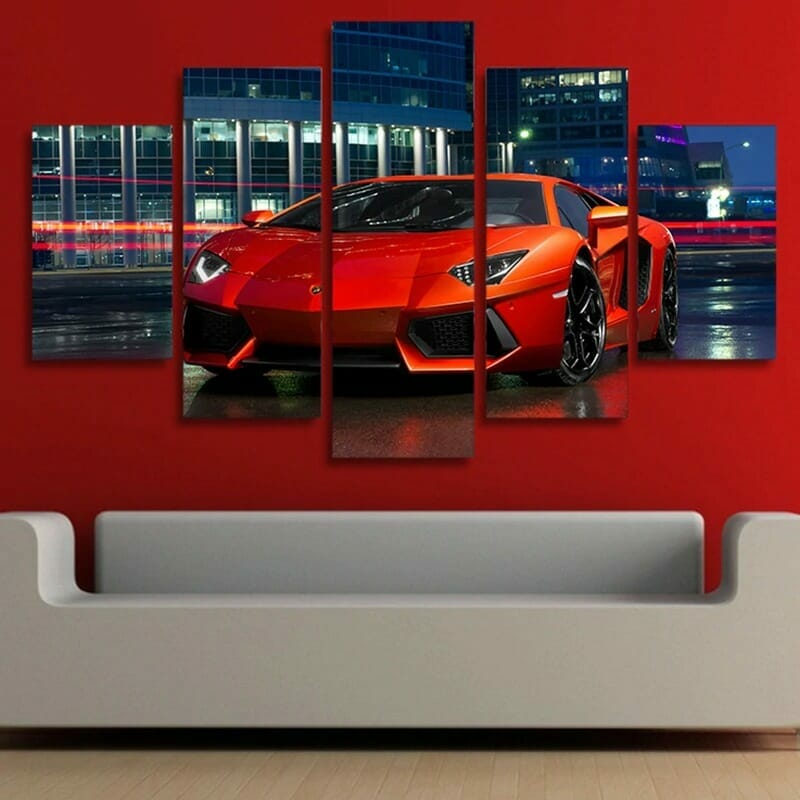 Red Luxury Sports Car - 5 Panel Canvas Art Set