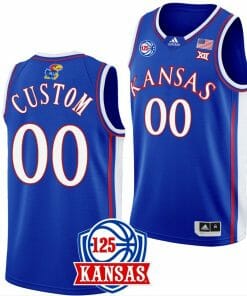 Custom Kansas Jayhawks Jersey College Basketball Name & Number 125th Anniversary Blue Away