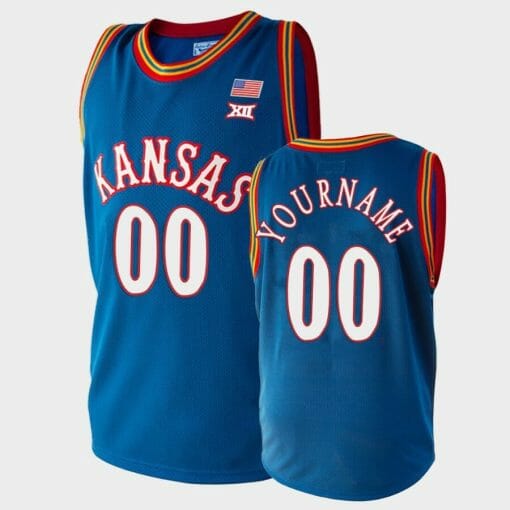 Custom Kansas Jayhawks Jersey Name and Number College Basketball Royal Blue