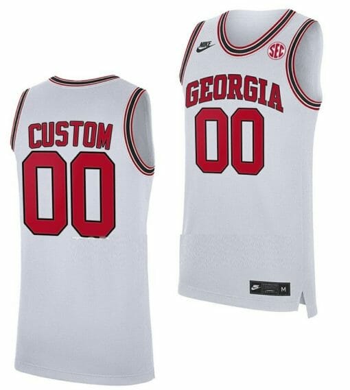 Custom Georgia Bulldogs Jersey College Basketball Home White