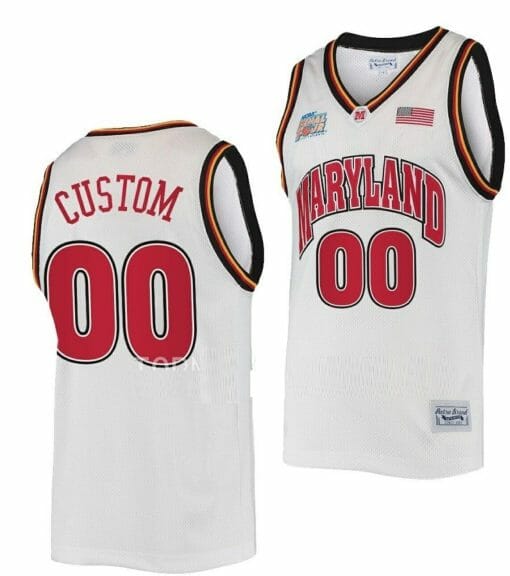 Custom Maryland Terrapins Jersey White Classic NCAA College Basketball Name And Number Commemorative