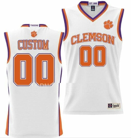 Custom Clemson Tigers Jersey Name and Number College Basketball NIL Pick-A-Player White