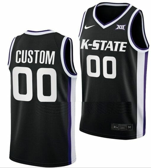 Custom Kansas State Wildcats Jersey Name & Number College Basketball Black