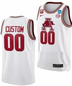 Custom Arkansas Razorbacks Jersey 2023 NCAA March Madness Basketball Name and Number White