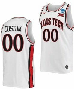Custom Texas Tech Jersey White Raiders Name and Number College Basketball 2022 NCAA March Madness Retro