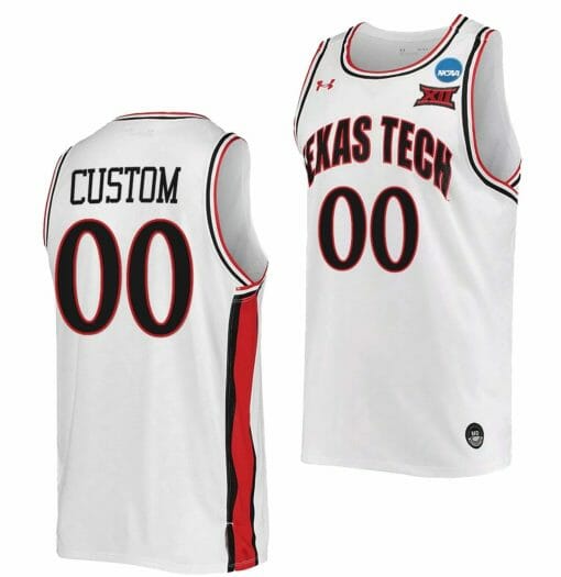Custom Texas Tech Jersey White Raiders Name and Number College Basketball 2022 NCAA March Madness Retro