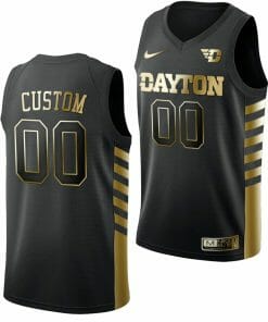 Custom Dayton Flyers Jersey Name and Number College Basketball Black Golden