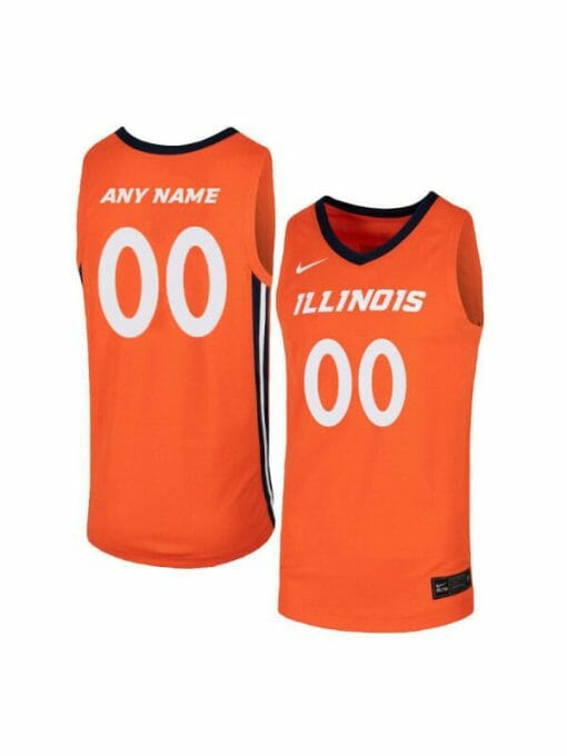 Custom Illinois Fighting Illini Jersey College Basketball Name and Number Elite Orange