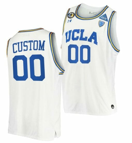 Custom UCLA Bruins Jersey Name and Number College Basketball 2021 March Madness PAC-12 White Stand Together Jersey Honor John R. Wooden
