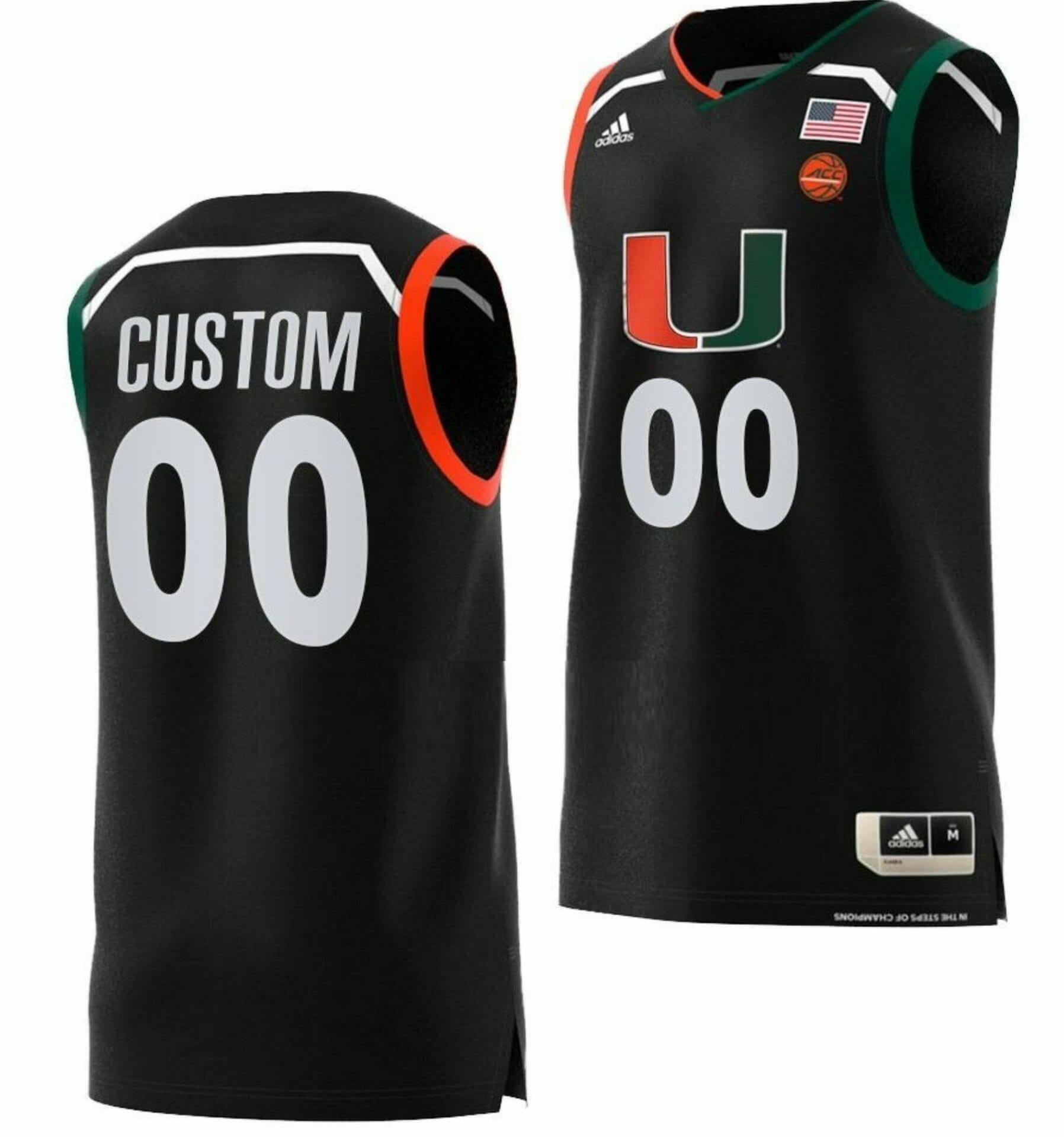 Custom Miami Hurricanes Jersey Name and Number College Basketball Black Replica