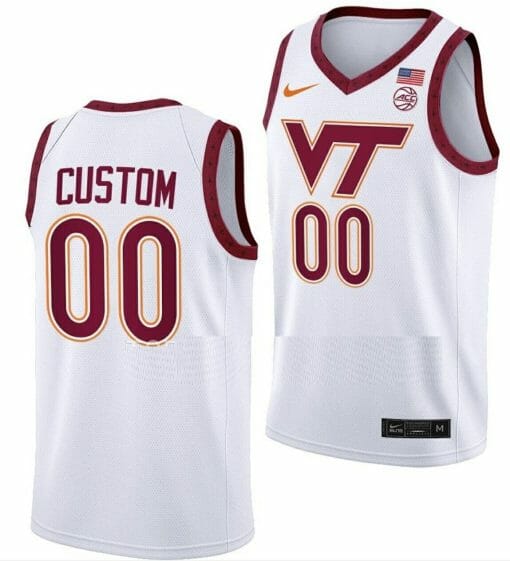 Custom Virginia Tech Hokies Jersey Name and Number College Basketball Swingman White