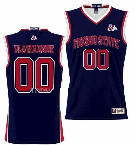 Custom Fresno State Bulldogs Jersey Name and Number College Basketball NIL Pick-A-Player Navy