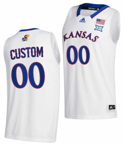 Custom Kansas Jayhawks Jersey College Basketball White Home