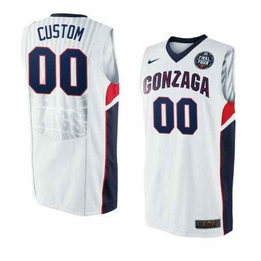 Custom Gonzaga Bulldogs Basketball Jersey College Name and Number White Final Four Patch