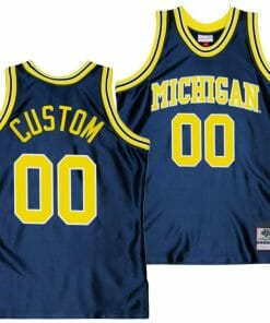 Custom Michigan Wolverines Jersey Name and Number College Basketball Navy Throwback